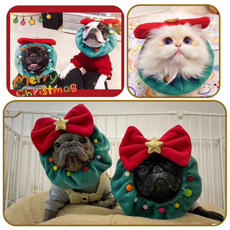 Collar con lazo para mascotas de Navidad, agradable para la piel, bufanda navideña para mascotas, lavable, correa para el cuello para perros, accesorio para fotos, suministros para mascotas